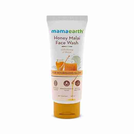 Mamaearth Honey Malai Face Wash with Honey & Malai For Nourishing Glow 100 ml | For all skin types, Best Suits Dry Skin, Combination Skin, Non Drying Gentle Cleanser, No Parabens, No Sulphates
