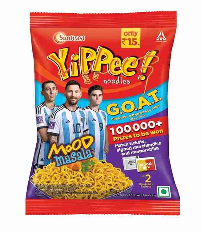 Sunfeast Yippee! Mood Masala, Long, Non-Sticky, Instant Noodles With 2 Masala Sachets, Quick And Fun Snack, 65Grams/70G (Weight May Vary)