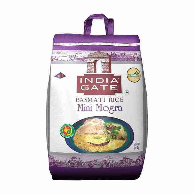 INDIA GATE Mini Mogra Aged Broken Grain Basmati Rice, 5 Kg Pack