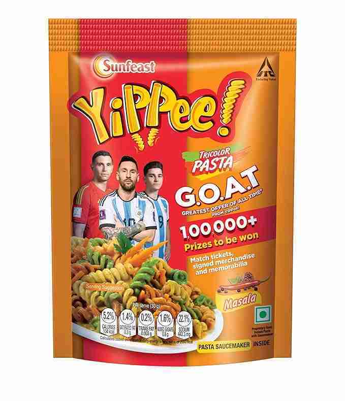Sunfeast YiPPee! Tricolor Pasta |Soft and Tasty Suji, Rawa Pasta|Masala |65 grams Pack